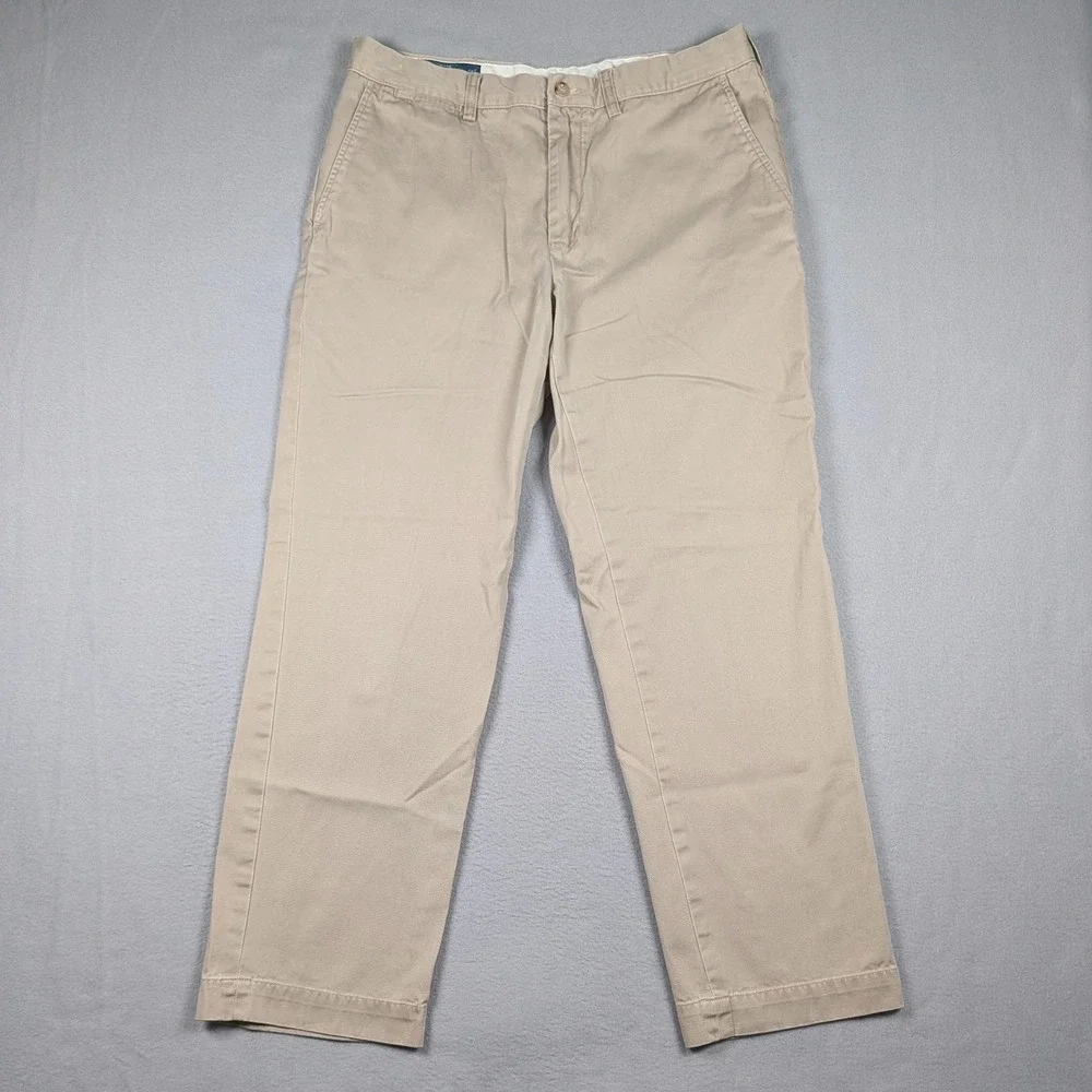 Vintage Polo Ralph Lauren Preston Pant Mens 34x32 Khaki‎ Chino Straight Pony Y2K